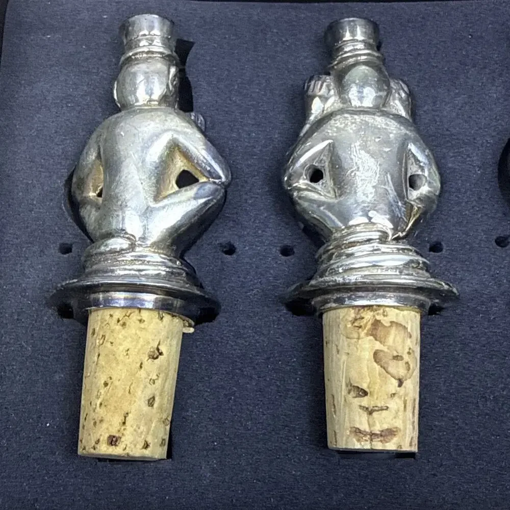 Wine Cork Bottle Stoppers Monkey No Evil Set Of 3 Niemann Marcus Vintage Piece